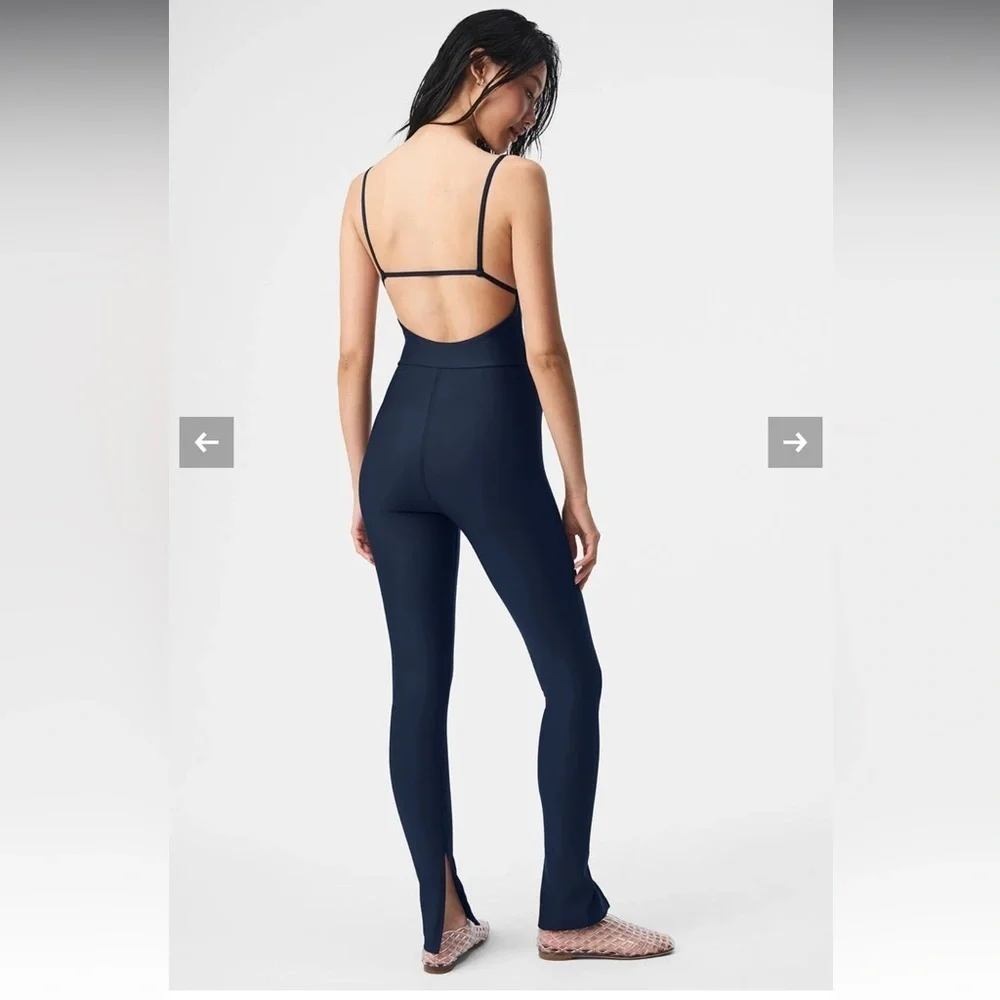 ALO Yoga Airlift Disco Daze Onesie Medium Color: Navy NWT